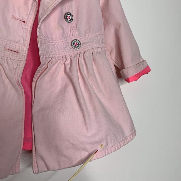 Genuine Kids Oshkosh Baby Girl Jacket Size 18 Months Logo Pockets Buttons Pink - Picture 11 of 11